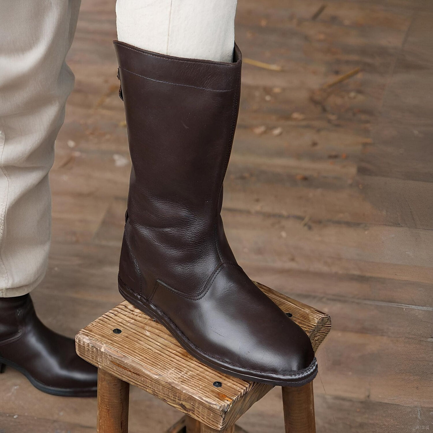 Medieval Style Plain Rider Style Tall Shoes