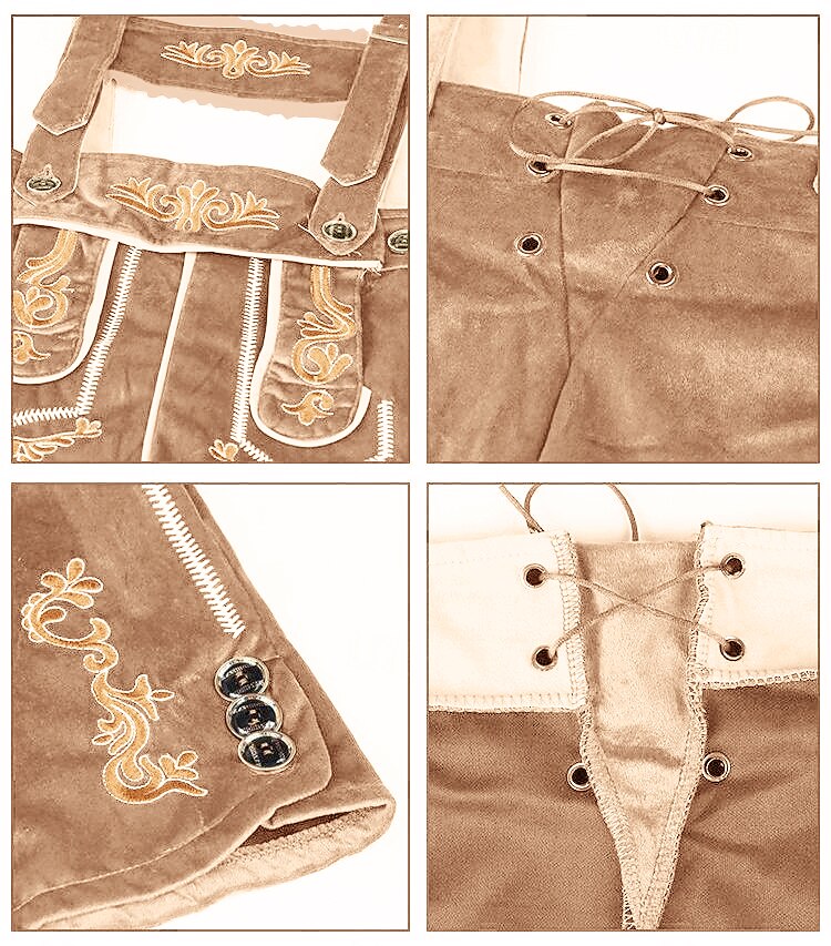 Men's Traditional Bavarian Lederhosen Brown Short