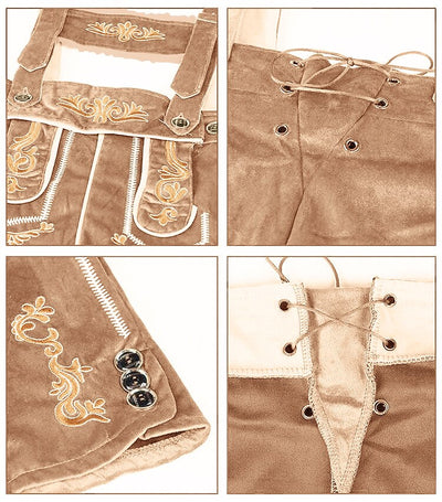 Men's Traditional Bavarian Lederhosen Brown Short