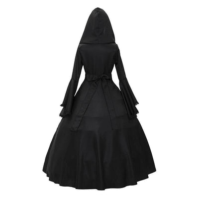 Gothic Punk Style Medieval Witch Dress with Drawstring