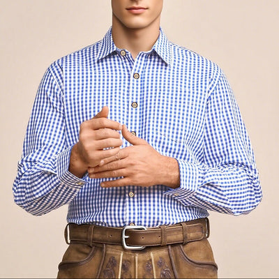 Men's Oktoberfest Gingham Long Sleeve Shirt