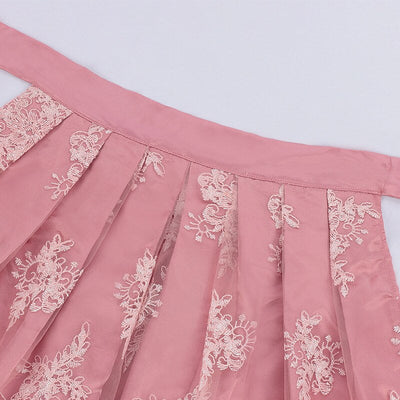 Oktoberfest Pink Dirndl Dress with Embroidered Apron and Blouse