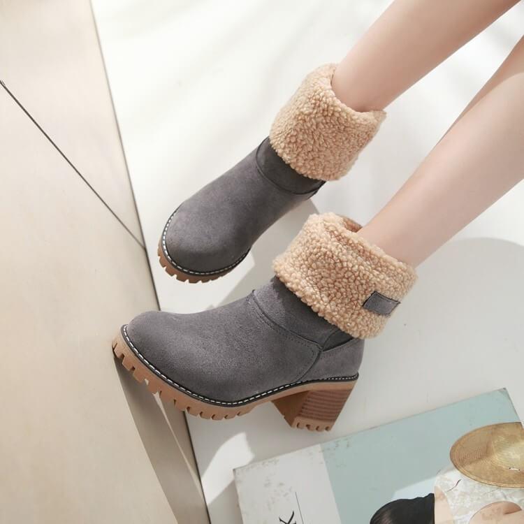UFF Stiefel | Super warme Schneeboots mit Kunstfell-Futter und anpassbarem Schaft