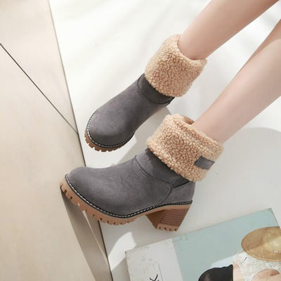 UFF Stiefel | Super warme Schneeboots mit Kunstfell-Futter und anpassbarem Schaft