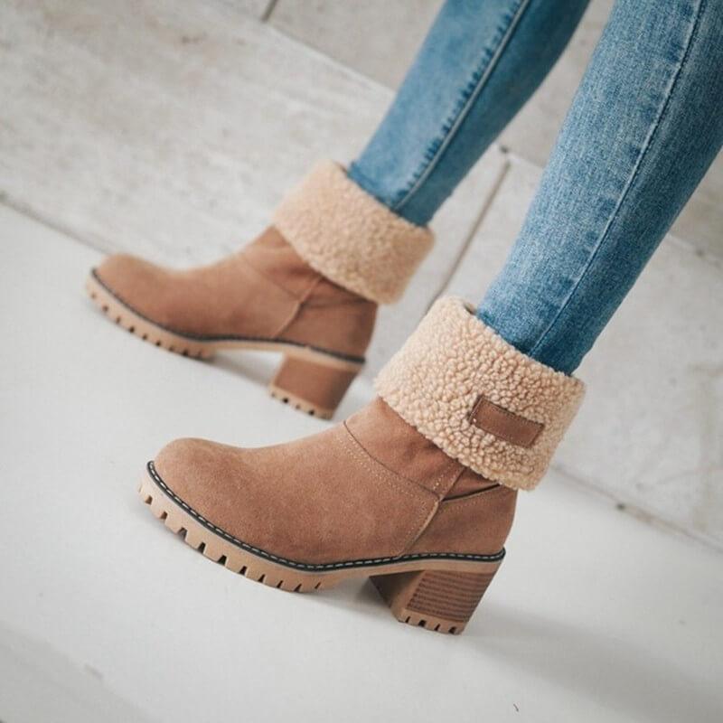 UFF Stiefel | Super warme Schneeboots mit Kunstfell-Futter und anpassbarem Schaft