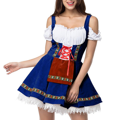 Oktoberfest Beer Costume Dress Dirndl Apron Set