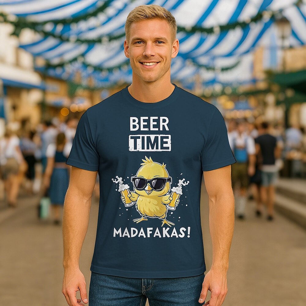 Men's  Oktoberfest Beer Time Madafakas Graphic T-shirt