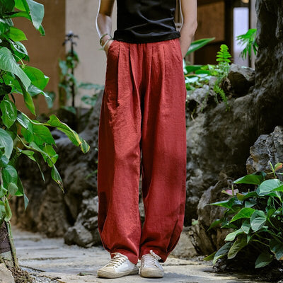 Classic Loose Wide-Leg Cotton Linen Pants