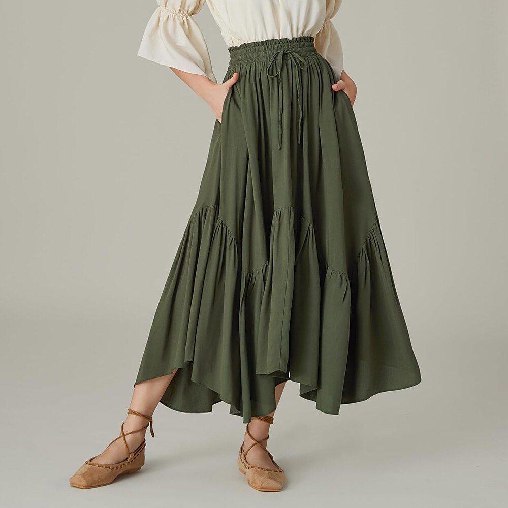 Renaissance High Waist Maxi Skirts with Pockets