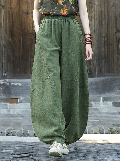 Vintage Balloon Wide-Leg Linen Pants