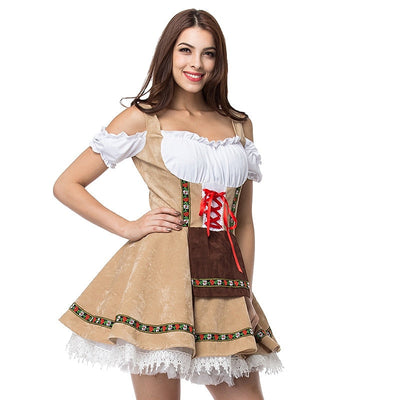 Oktoberfest Beer Costume Dress Dirndl Apron Set