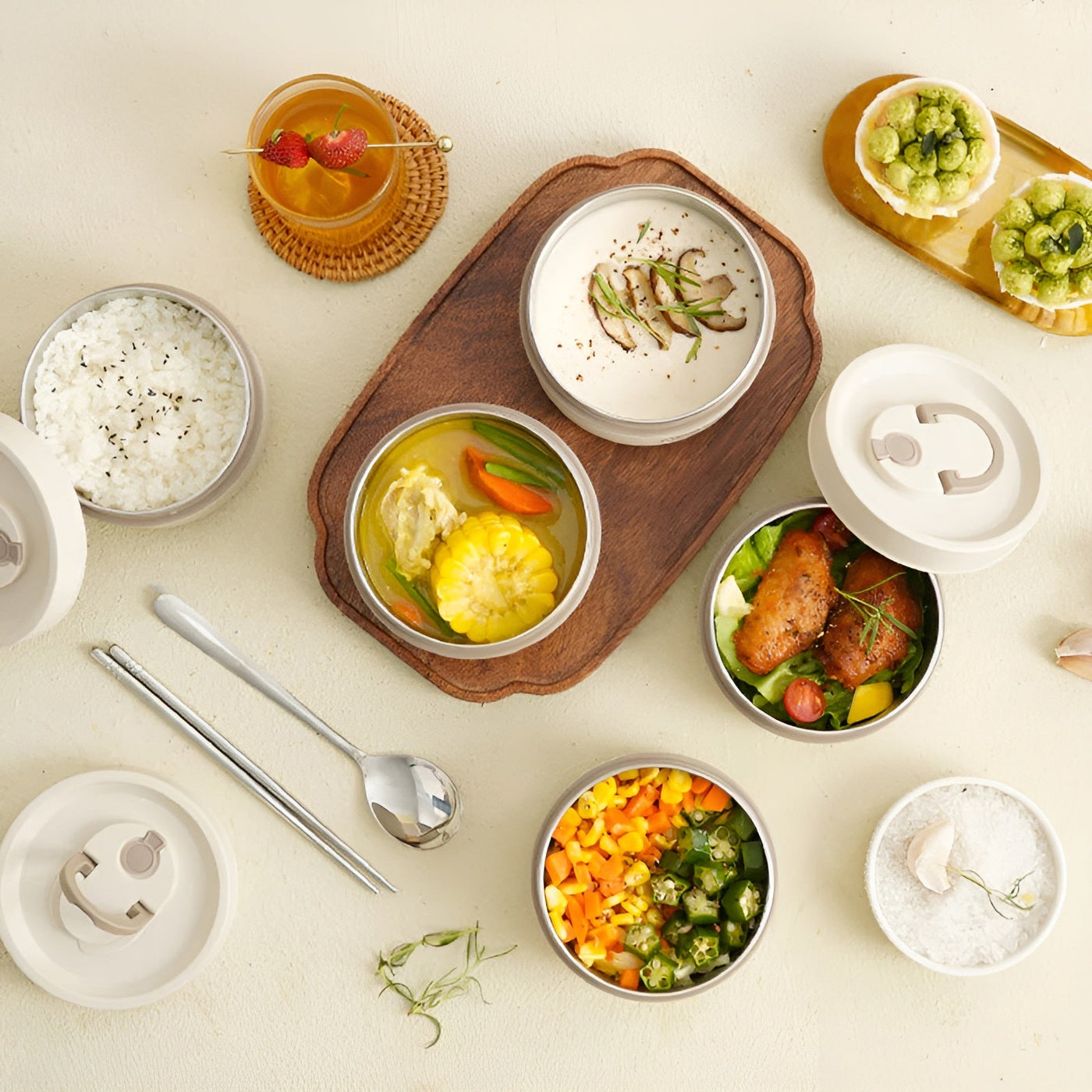 Isolierte Lunchbox – Mehrlagig  Fächern & Auslaufsicher  | Inkl. Tragetasche