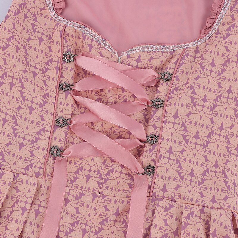 Oktoberfest Pink Dirndl Dress with Embroidered Apron and Blouse