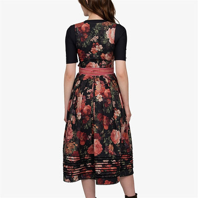 Oktoberfest Women's Black Floral Dirndl Dress with Apron
