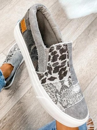 Atmungsaktive Tierdruck Slip-On-Schuhe Damen – Foresta