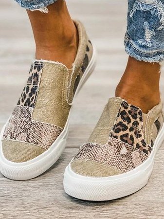 Atmungsaktive Tierdruck Slip-On-Schuhe Damen – Foresta