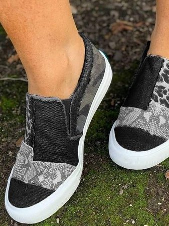 Atmungsaktive Tierdruck Slip-On-Schuhe Damen – Foresta