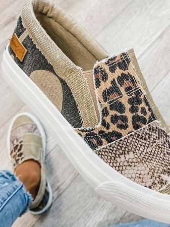 Atmungsaktive Tierdruck Slip-On-Schuhe Damen – Foresta