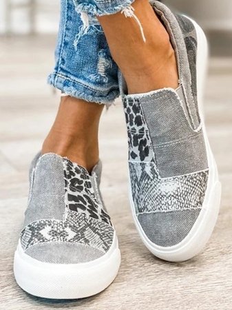 Atmungsaktive Tierdruck Slip-On-Schuhe Damen – Foresta