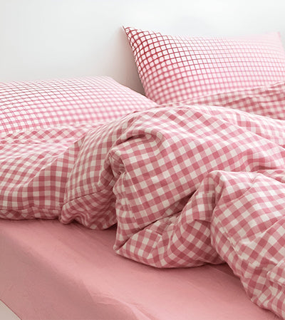 LunaVeil Bettwaren - Baumwolle Ginghan Stil Bettdecke Set