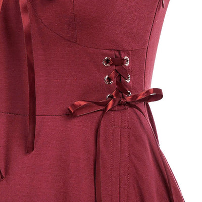 Renaissance Style Sleeveless Dress with Lace-up Waist