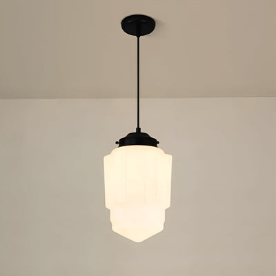 Hängelampe aus Milchglas – Vintage Design mit Geometrischem Glas