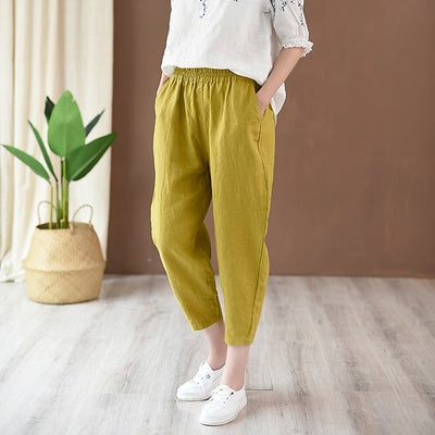 Classic Loose Fit Cotton Linen Blend Pants
