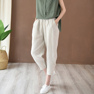 Classic Loose Fit Cotton Linen Blend Pants