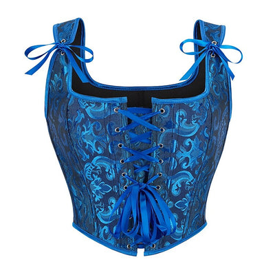 Retro Jacquard Lace-up U-back Corset