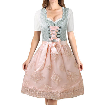 Oktoberfest 3-Piece Lace-up Dirndl with Apron & Blouse