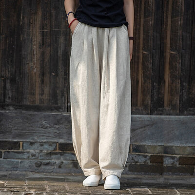 Classic Loose Wide-Leg Cotton Linen Pants