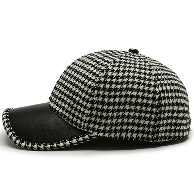 HOUNDSTOOTH LEATHER CAP