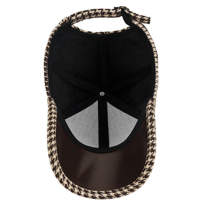 HOUNDSTOOTH LEATHER CAP