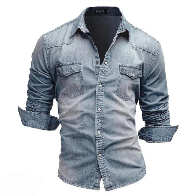 Herren bequemes Jeanshemd | Langarm