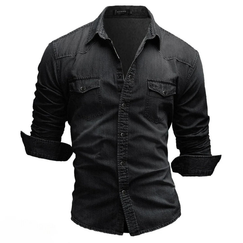 Herren bequemes Jeanshemd | Langarm