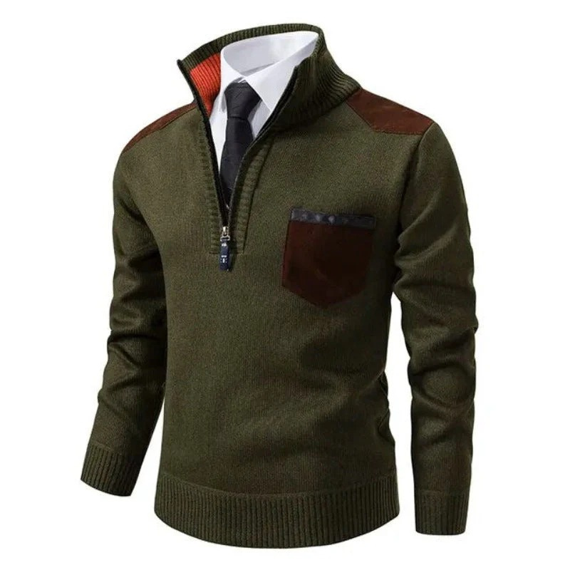 Herren eleganter Zip-Up-Pullover | Warmer
