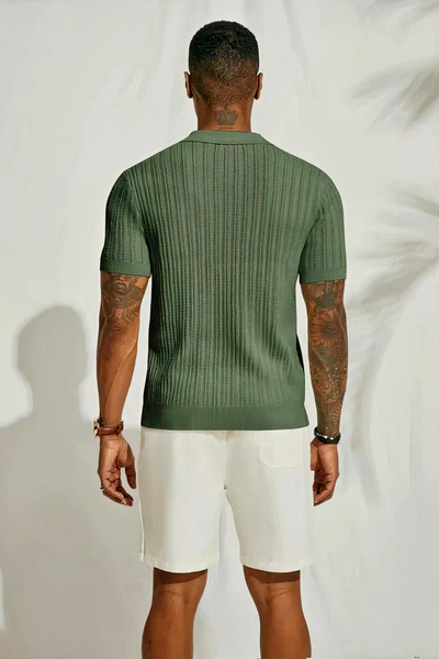 Herren gestricktes Urlaubshemd | Kurzarm