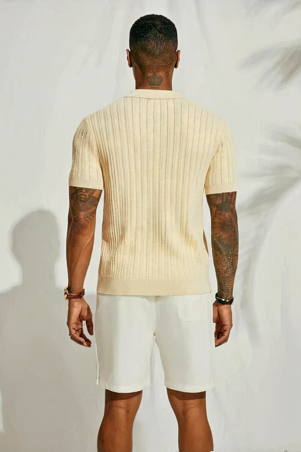 Herren gestricktes Urlaubshemd | Kurzarm