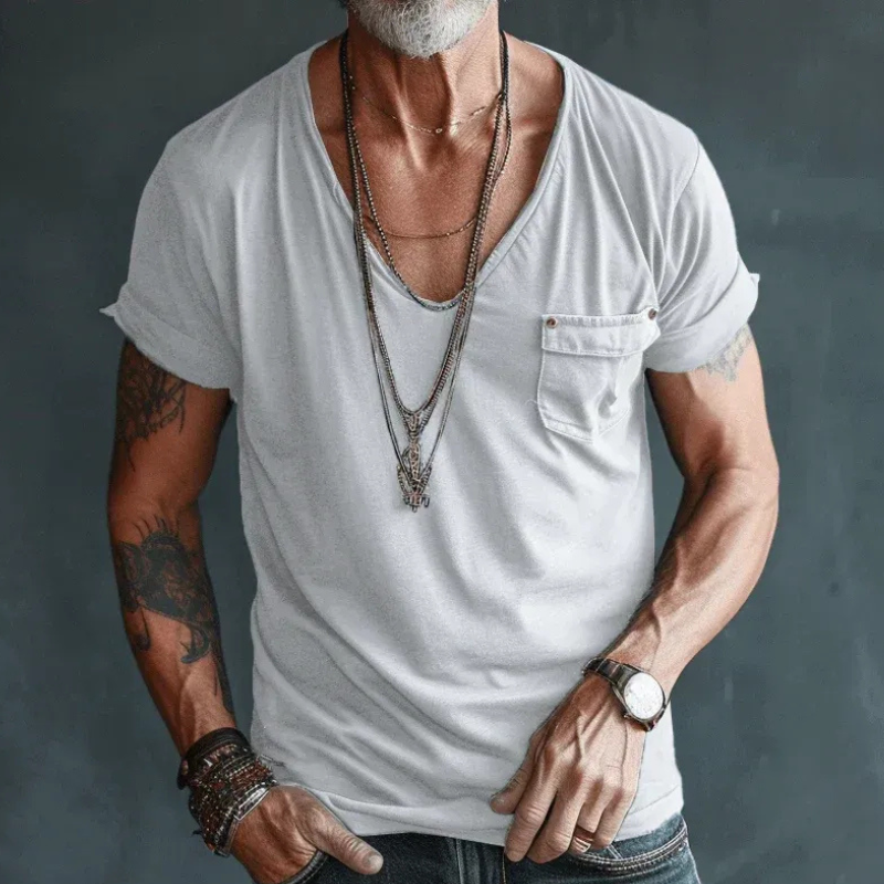 Herren luftiges V-Ausschnitt-T-Shirt | Kurzarm
