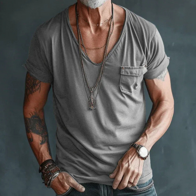 Herren luftiges V-Ausschnitt-T-Shirt | Kurzarm