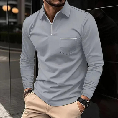 Herren Poloshirt mit Reißverschluss | Langarm
