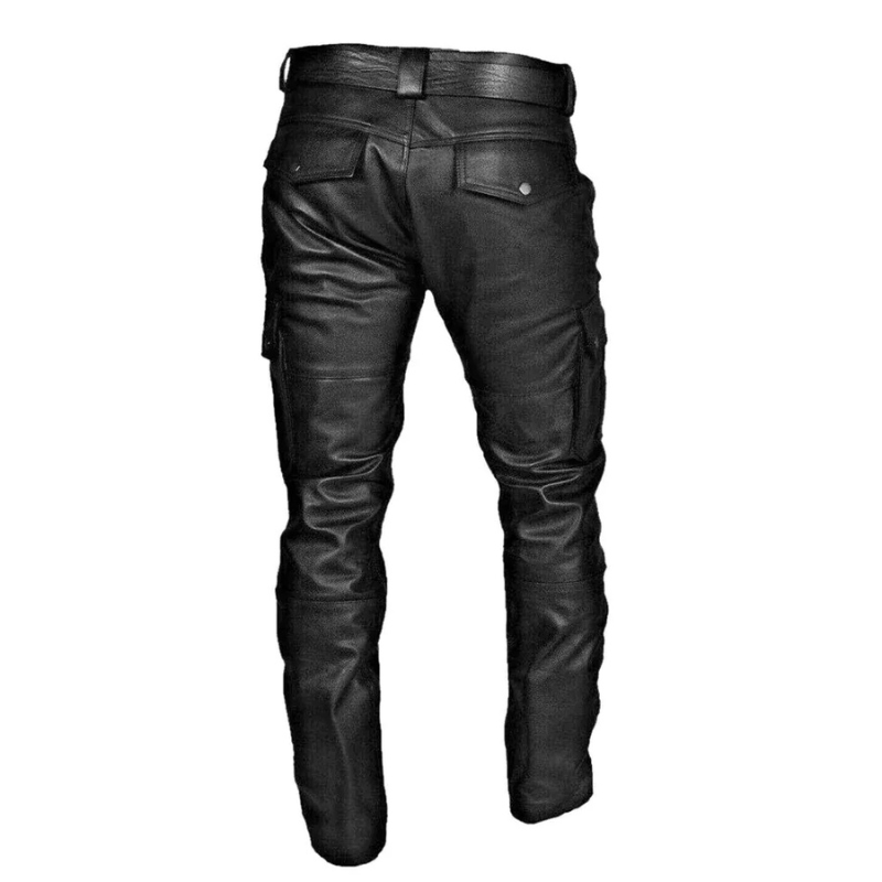 Herren stylische schwarze Bikerhose mit Cargotaschen | Cargo