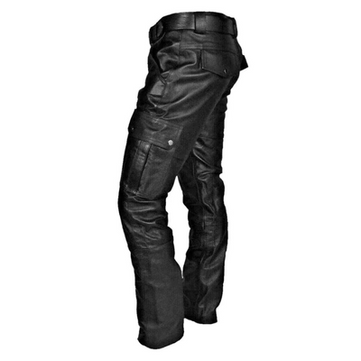 Herren stylische schwarze Bikerhose mit Cargotaschen | Cargo