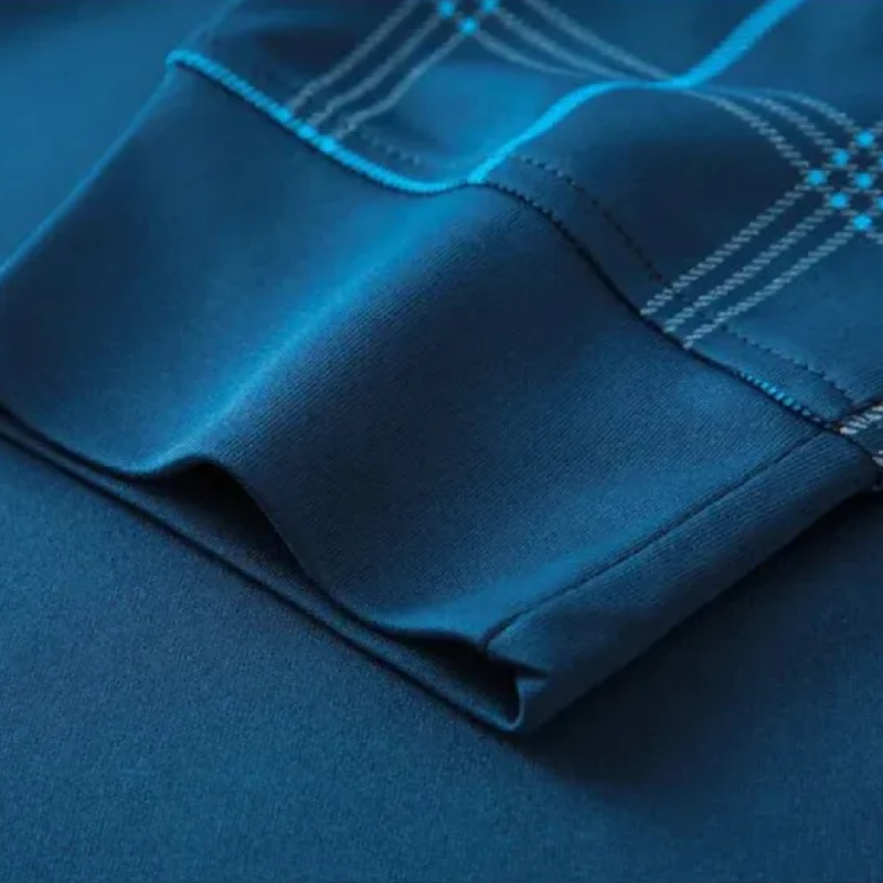 Herren warmes kariertes Poloshirt | Lang