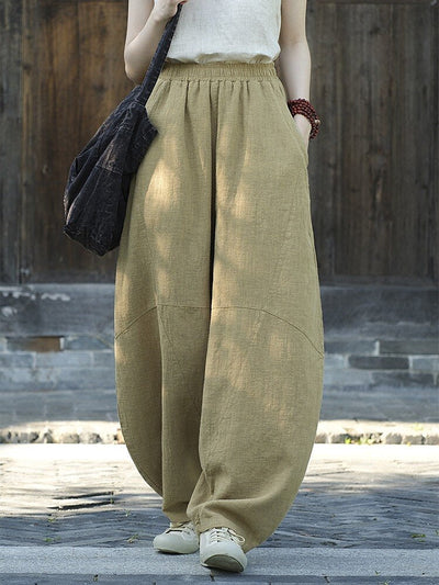 Vintage Balloon Wide-Leg Linen Pants
