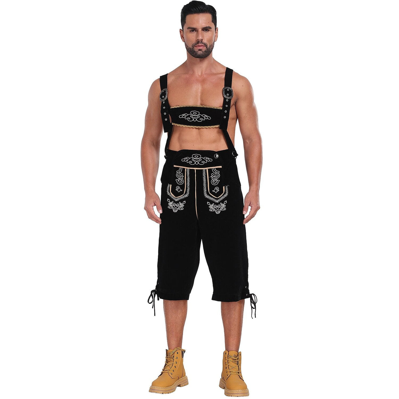 Oktoberfest Men’s Bavarian Embroidered Lederhosen