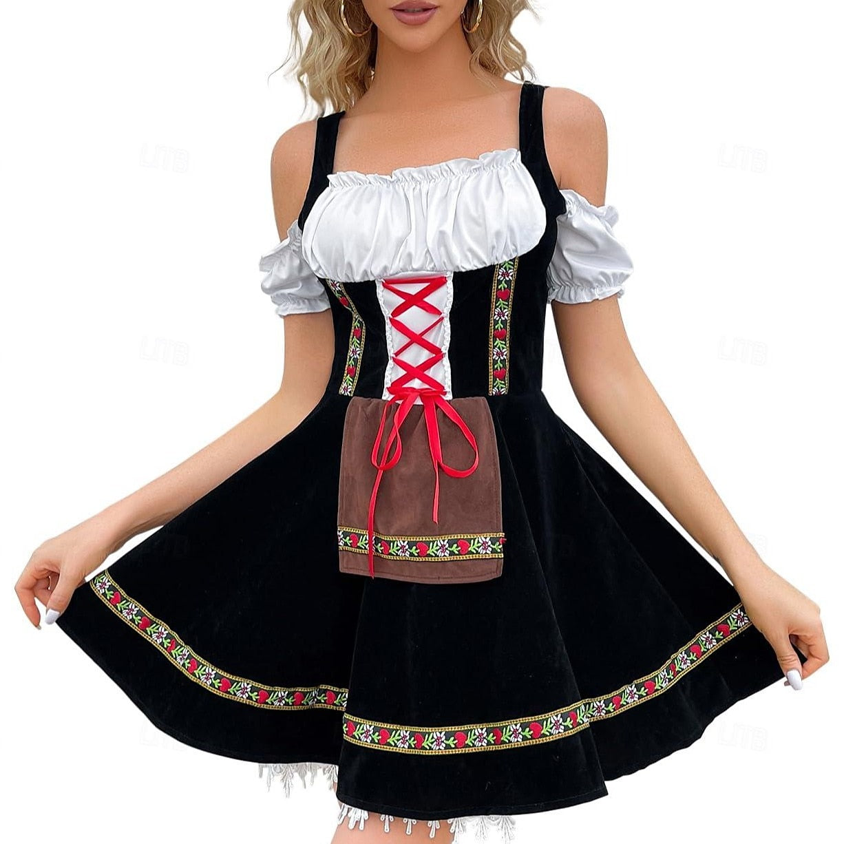 Oktoberfest Beer Costume Dress Dirndl Apron Set