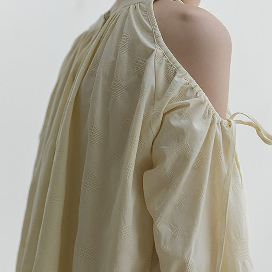 Classic Flowy Pleated Cold Shoulder Blouse