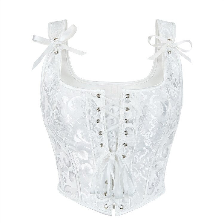 Retro Jacquard Lace-up U-back Corset