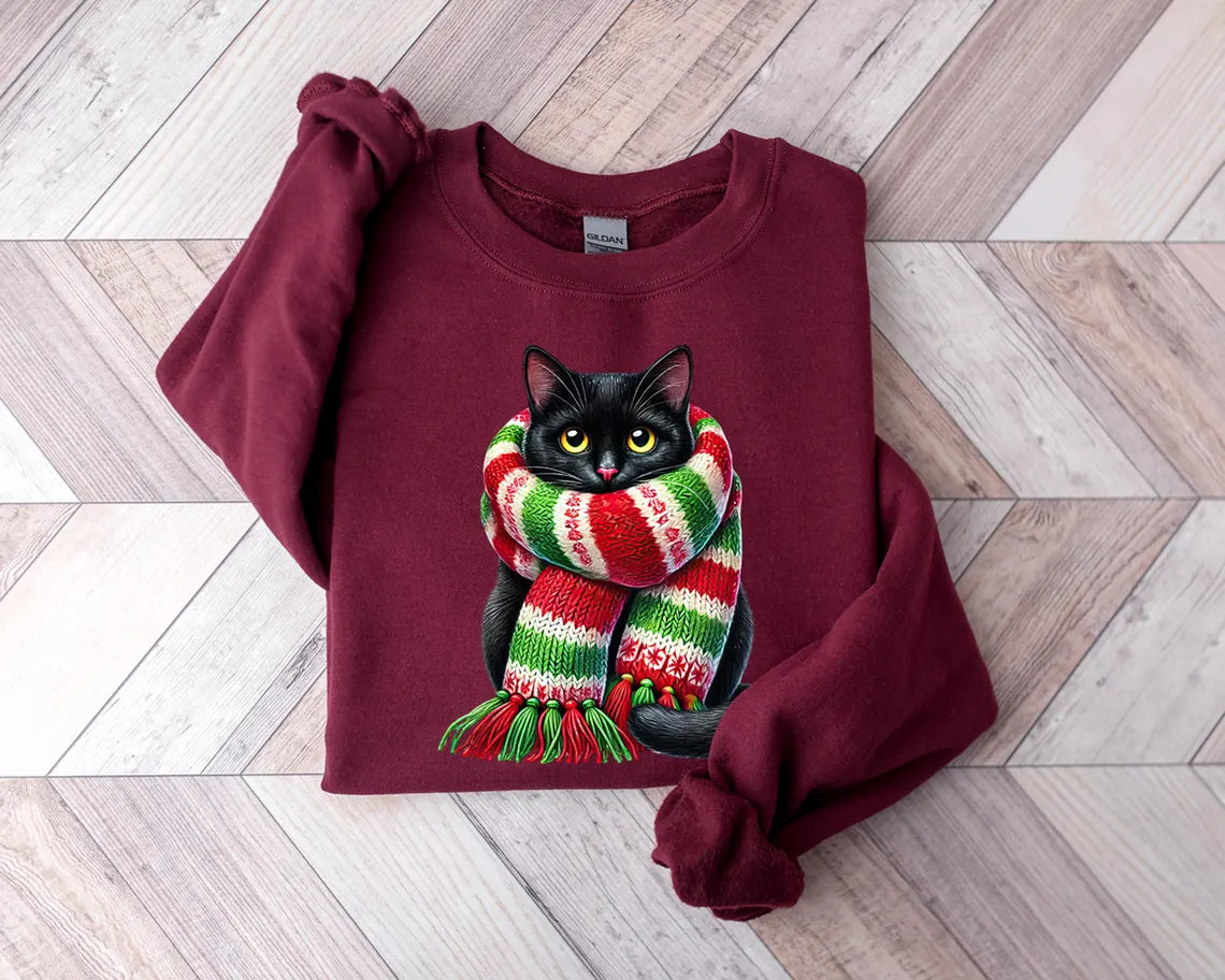 Schal Katze Weihnachten Sweatshirt